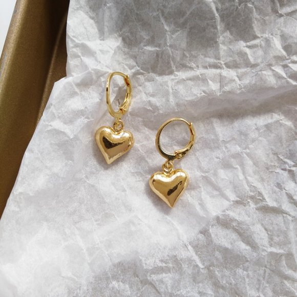 Lagom Studio Jewelry - Heart Charm Hoop Earrings